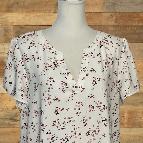 HILARY RADLEY Abstract Floral Print, Tunic Style Top, Short Sleeves, Size XL - Picture 2 of 10